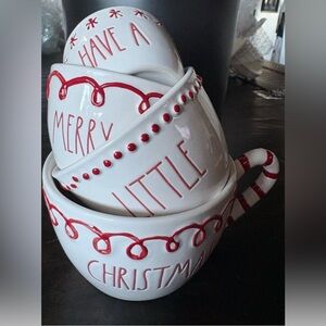 Rae Dunn Red and White Christmas Mugs